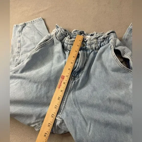 Zara Size 4 Baggy Paperbag Light Wash Jeans Denim Essential Grunge Casual Street - Picture 5 of 16
